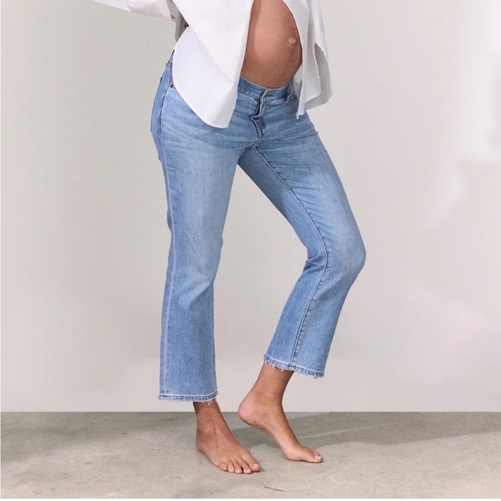 Hatch Light Blue Cropped Maternity Jeans